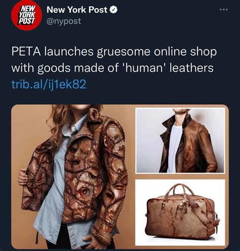 fake human leather clothes|peta human leather.